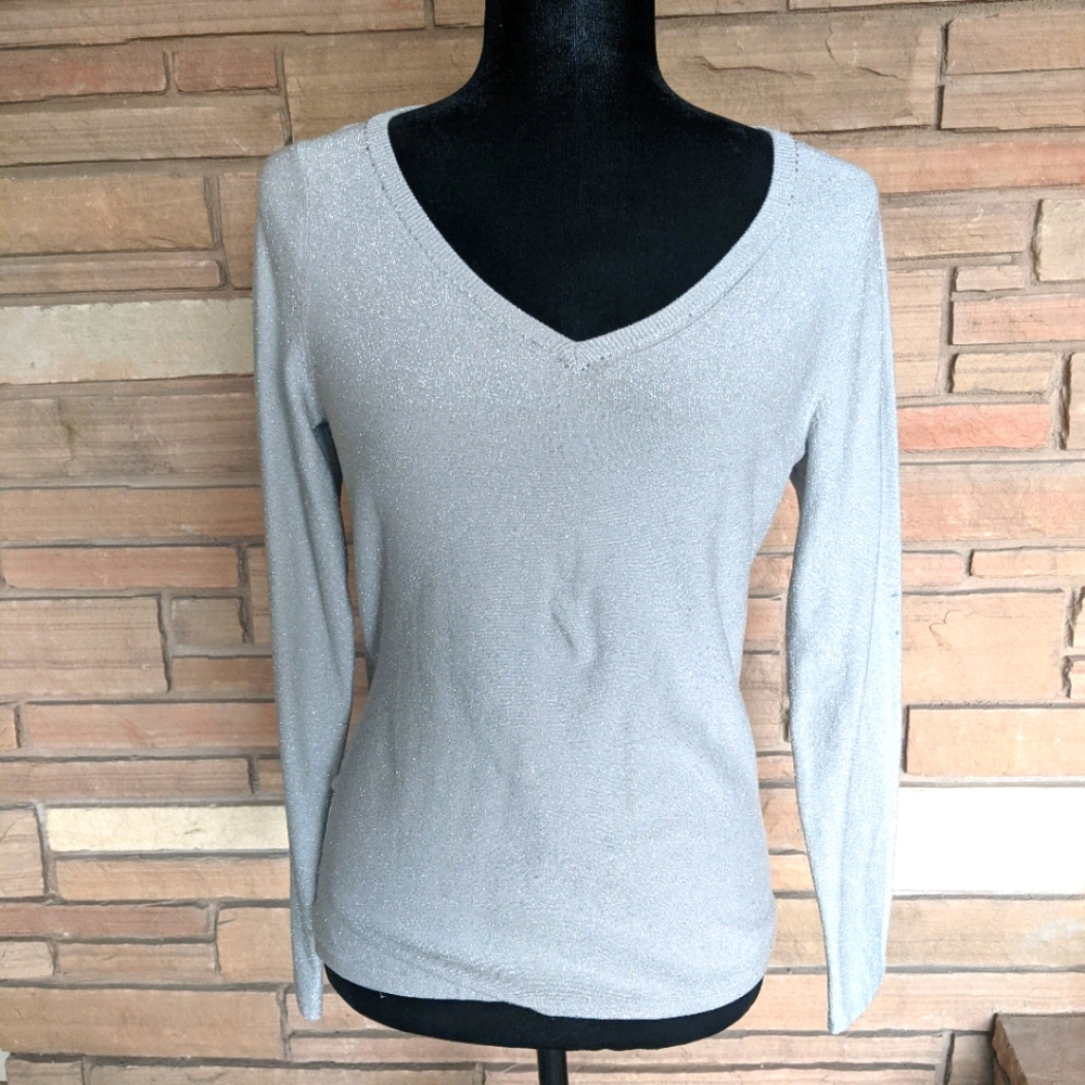 Sparkly silver David Brooks v-neck